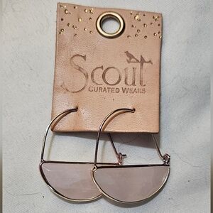 Scout Curated Wears Gold & Pink Quartz Stone Prism Hoop Earrings New With Tags